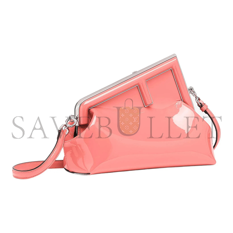 F**di first midi oversized f metal clip patent leather shoulder crossbody clutch 8bp137ansnf1k3a (30*20*14cm)